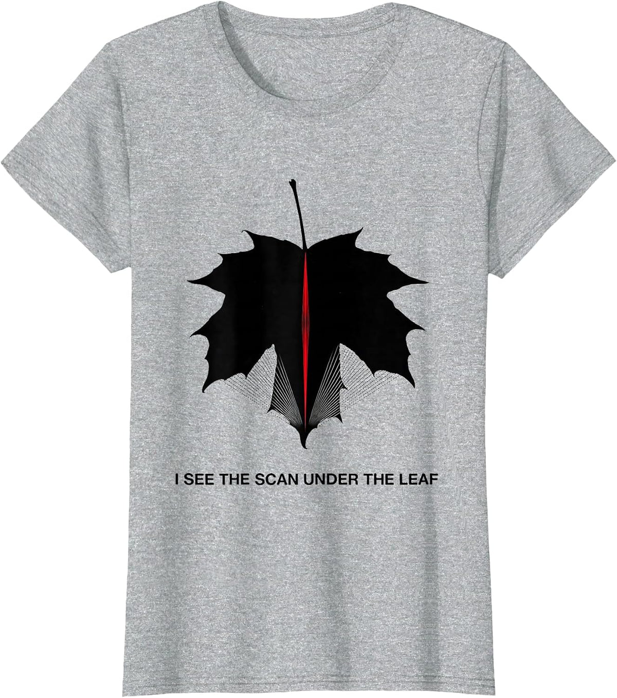 I See The Scan Under The Leaf Funny Sonographer Halloween T-Shirt - Heather Grey