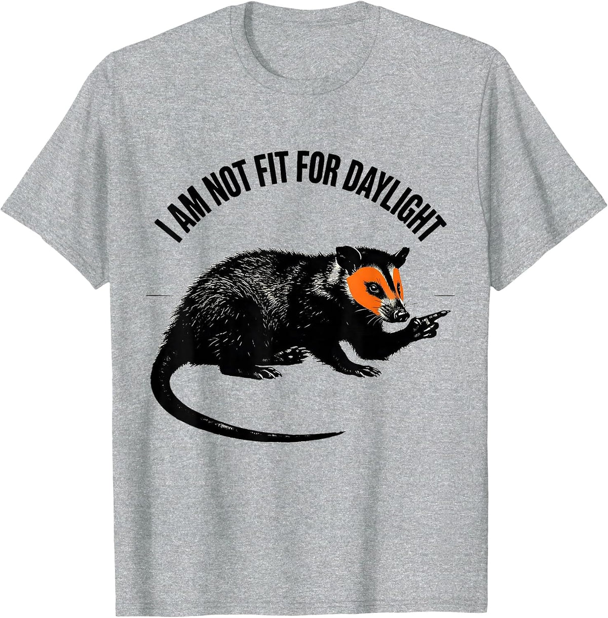 Men's I Am Not Fit For Daylight Funny Opossum Stencil Graphic T-Shirt - Heather Grey