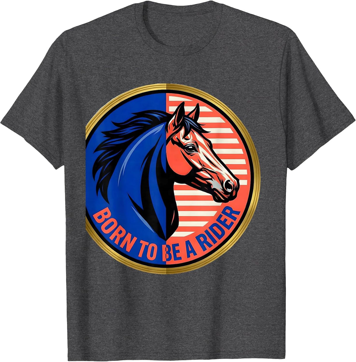 Men's Born to Be a Rider Horse Lover Design T-Shirt - Dark Heather Grey