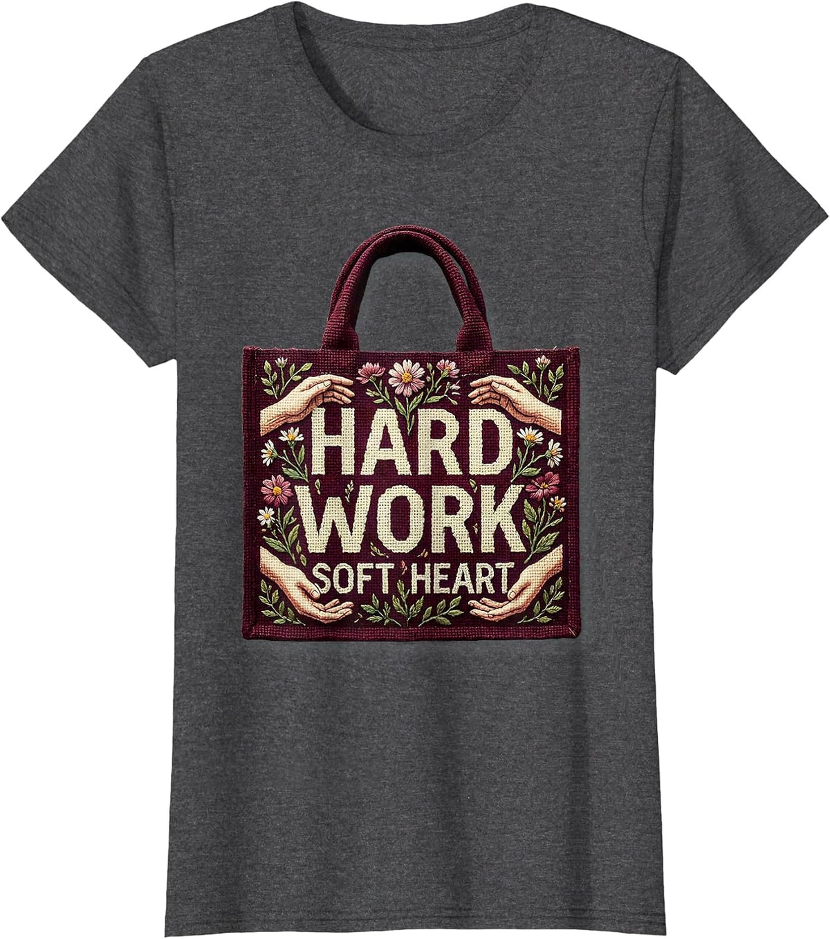 Women's Hard Work Soft Heart Social Worker Design T-Shirt - Dark Heather Grey