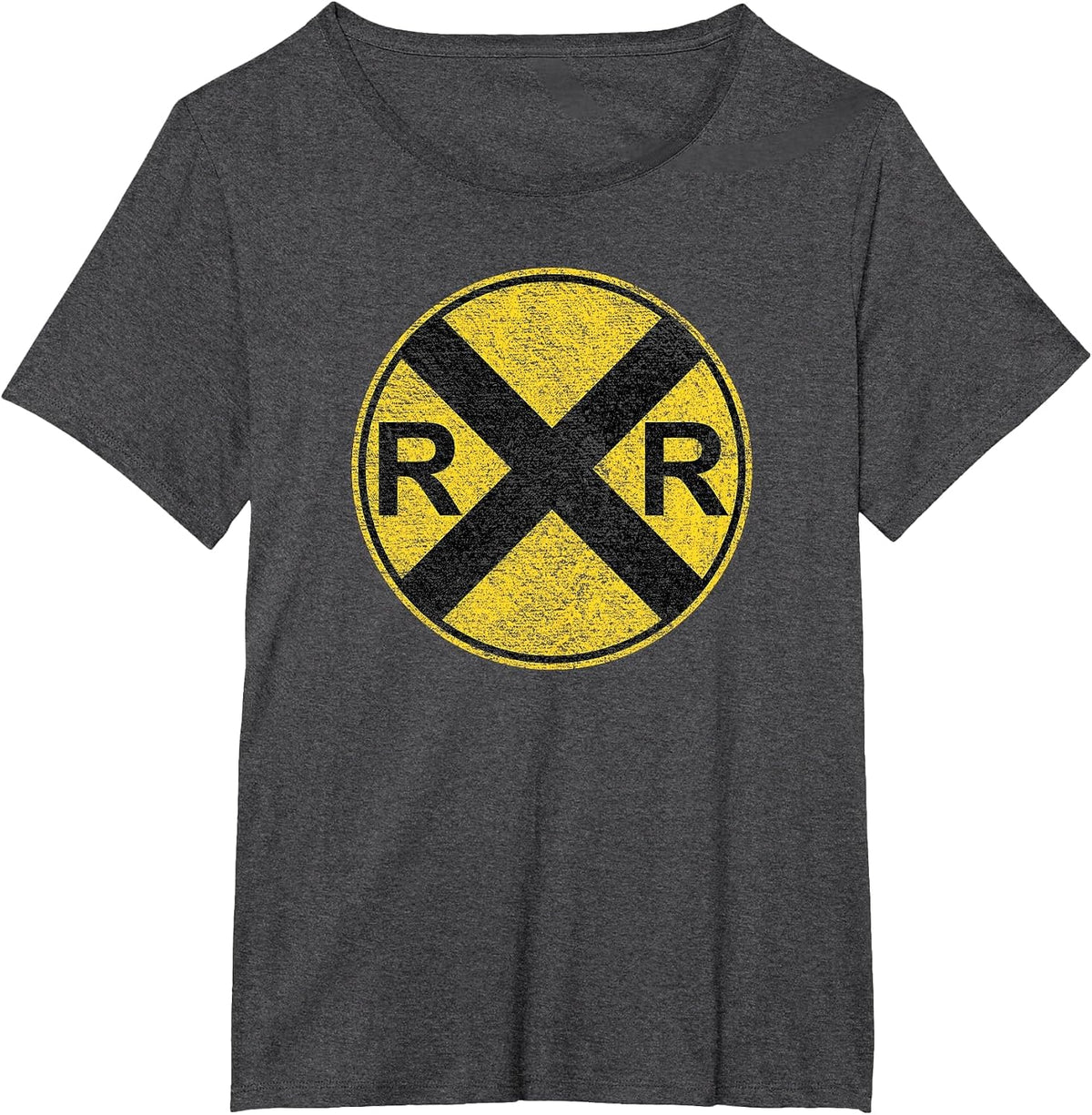 Railroad Sign Costume Train Rail Crossing Warning Sign T-Shirt - Dark Heather Grey