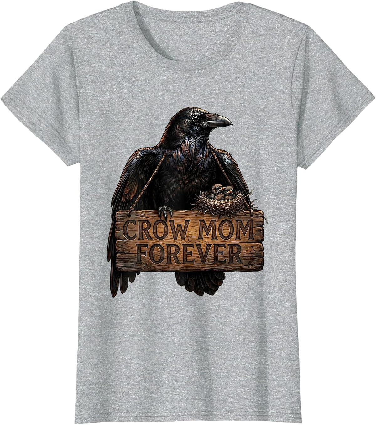 Crow Mom Forever Proud Bird Lover Design T-Shirt - Heather Grey