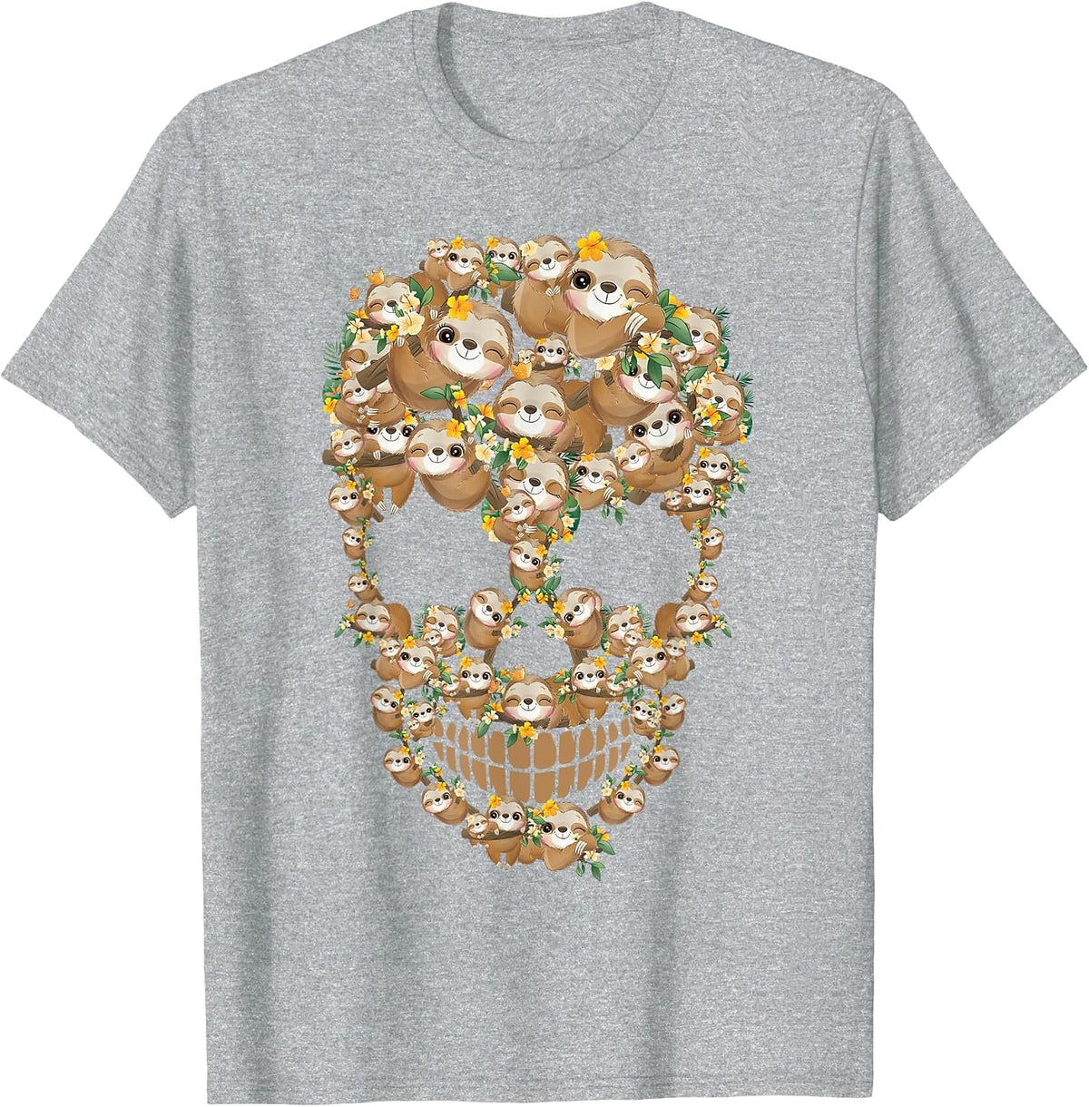 Sloth Skull Skeleton Halloween Costume T-Shirt - Heather Grey