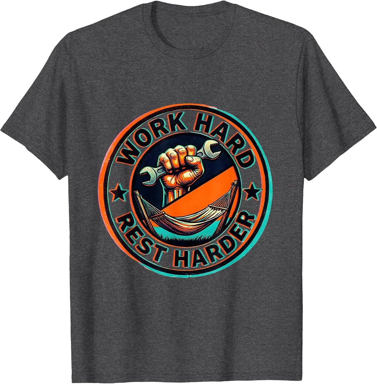 Work Hard Rest Harder Labor Day Graphic Design T-Shirt - Dark Heather Grey