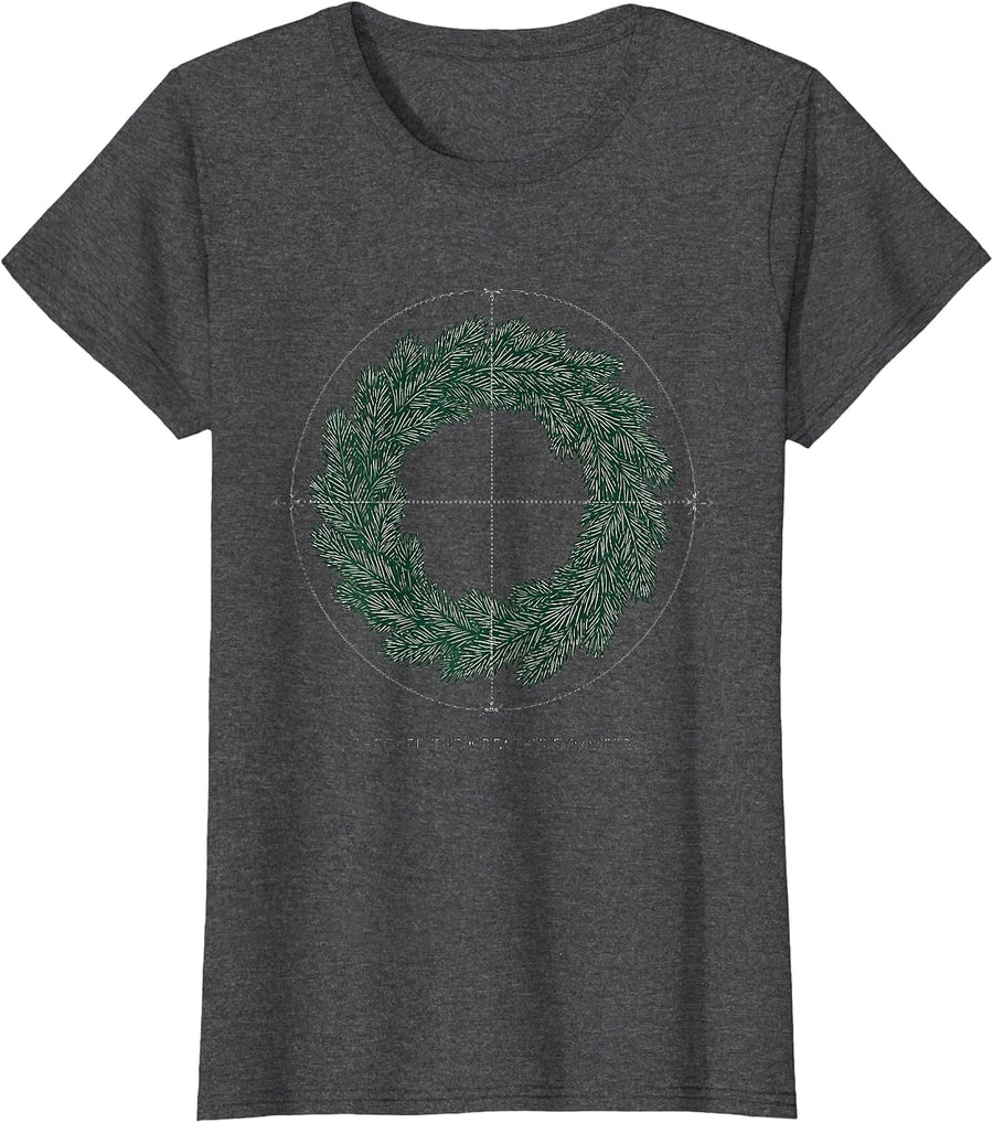 Women's I Checked The Wreath's Symmetry Funny Math Teacher Christmas T-Shirt - Dark Heather Grey