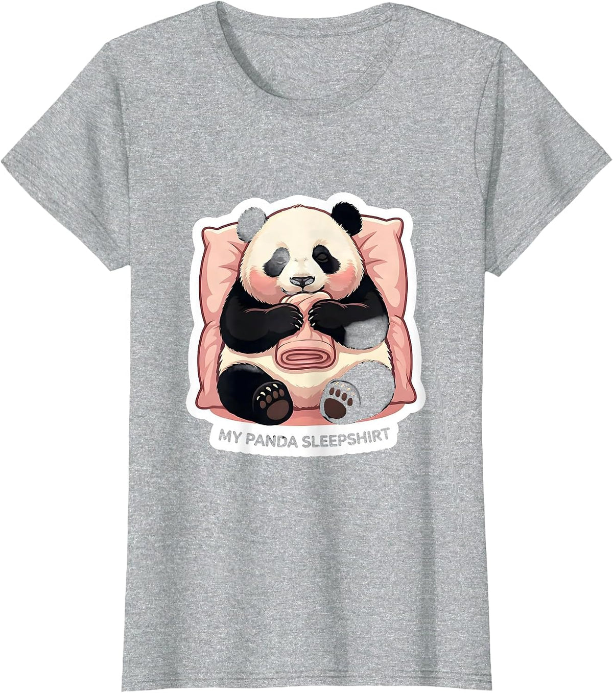 Women's My Panda Sleepshirt Cute Animal Lover Pajama Gift T-Shirt - Heather Grey