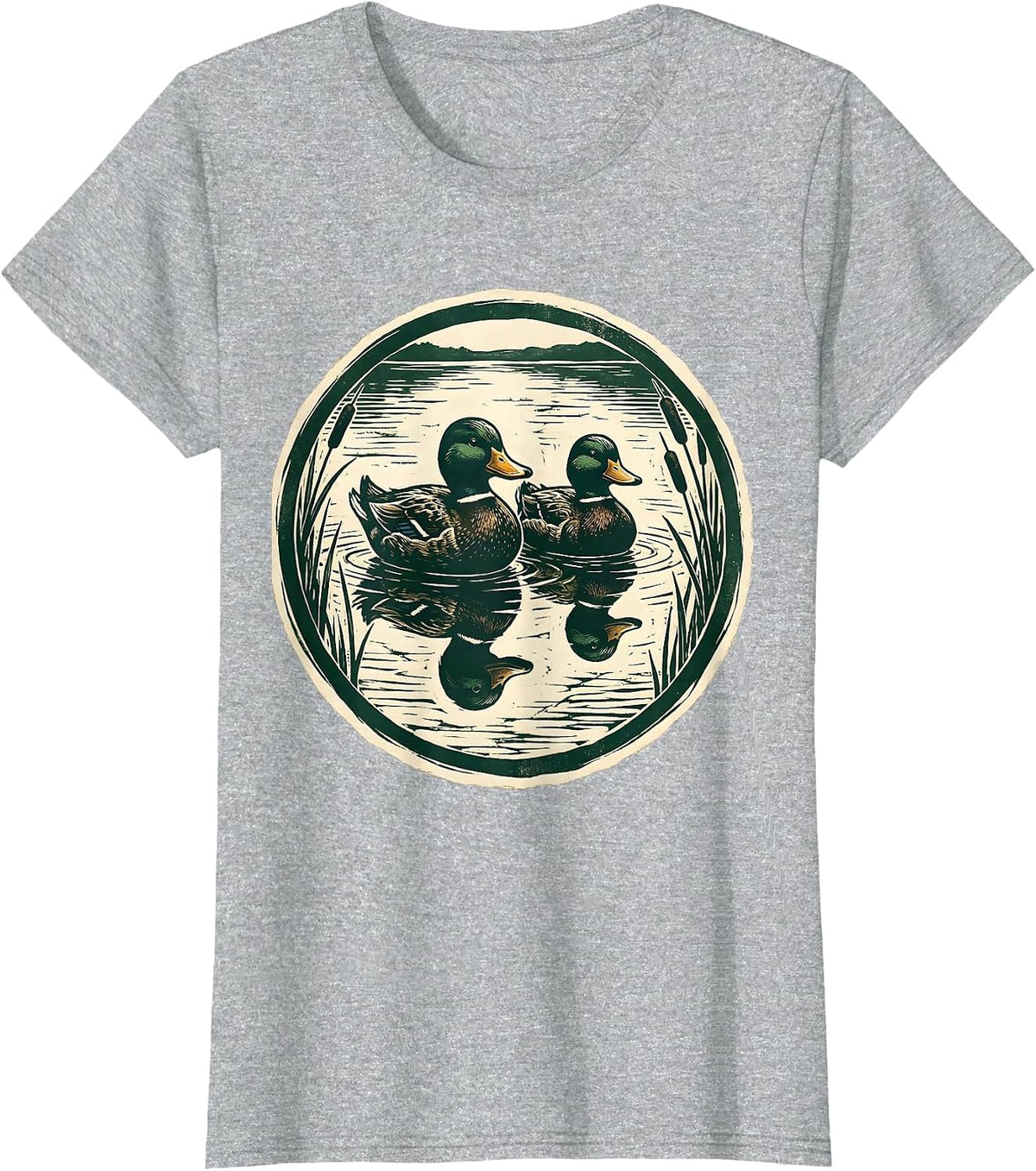 Duck Decoys Floating on Still Water Hunting T-Shirt - Heather Grey