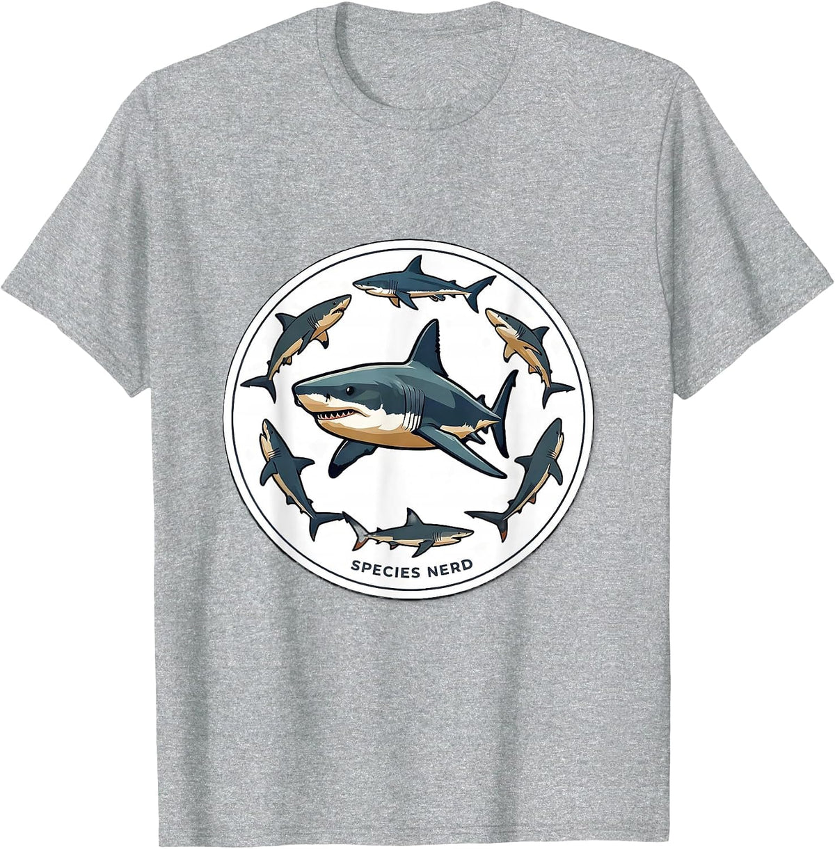 Men's Species Nerd Funny Shark Lover Marine Biology Ocean Wildlife T-Shirt - Heather Grey