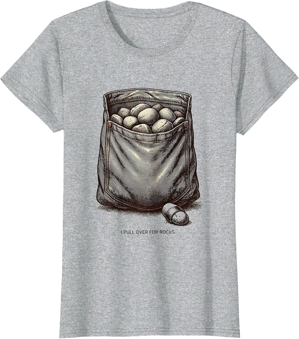 I Pull Over For Rocks Funny Rock Collector Geology Humor T-Shirt - Heather Grey