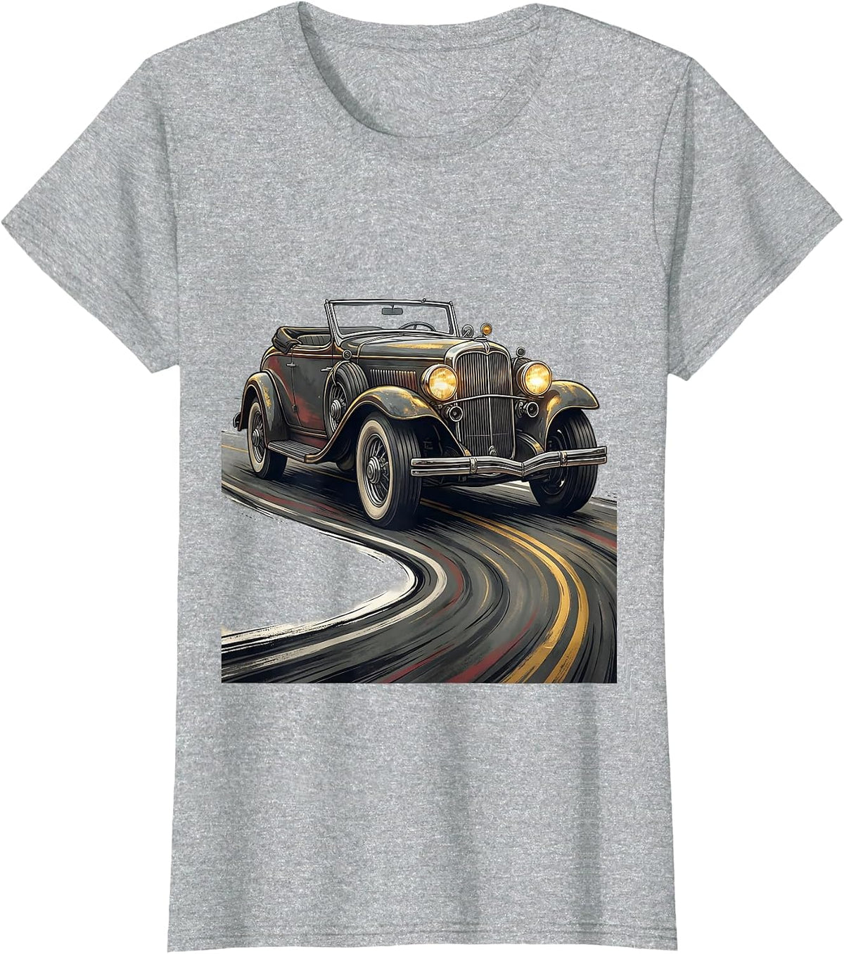 Vintage Convertible Classic Car Birthday Humor T-Shirt - Heather Grey