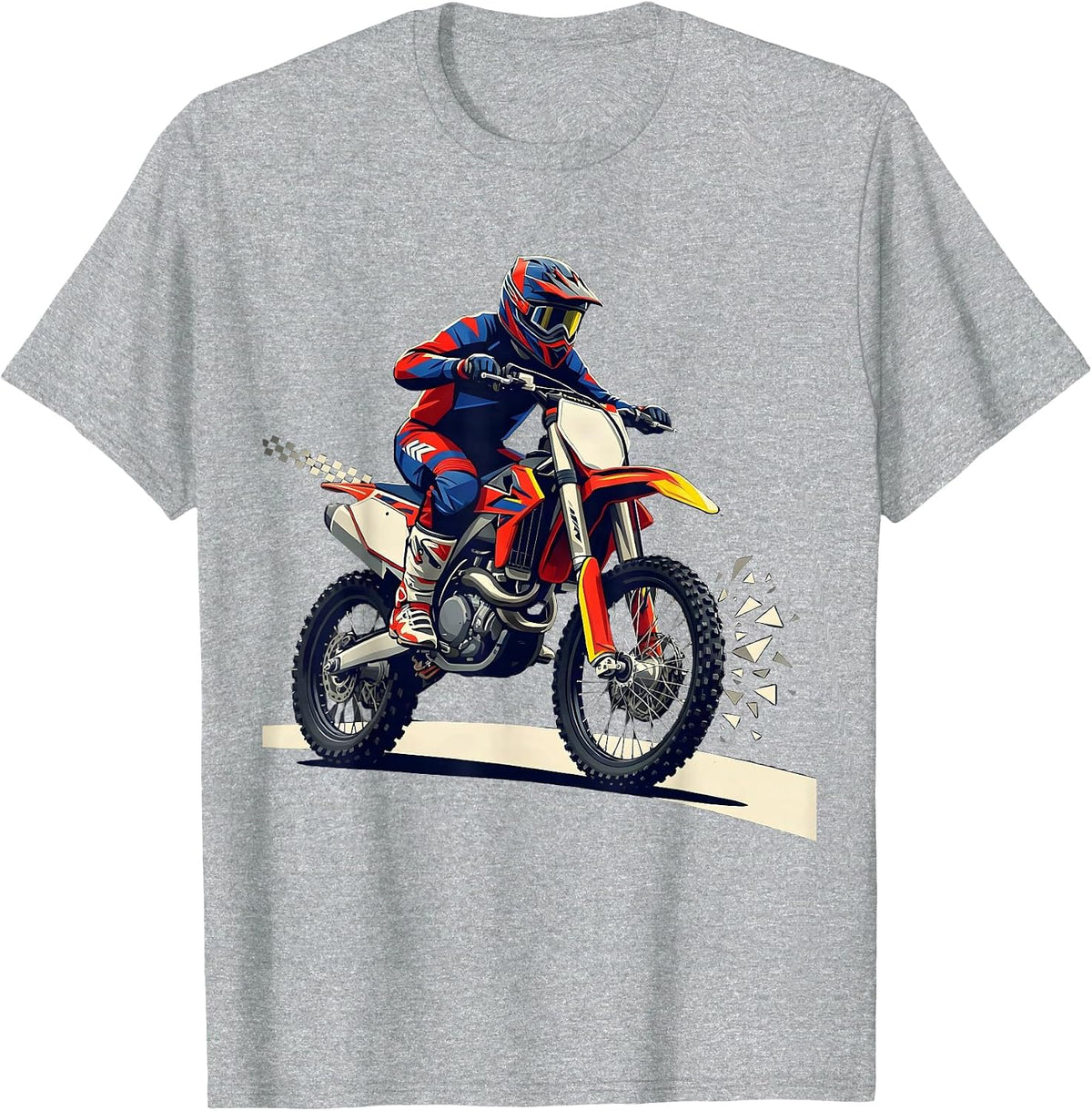 Men's Motocross Rider Racing Livery Dirt Bike Casual T-Shirt - Heather Grey