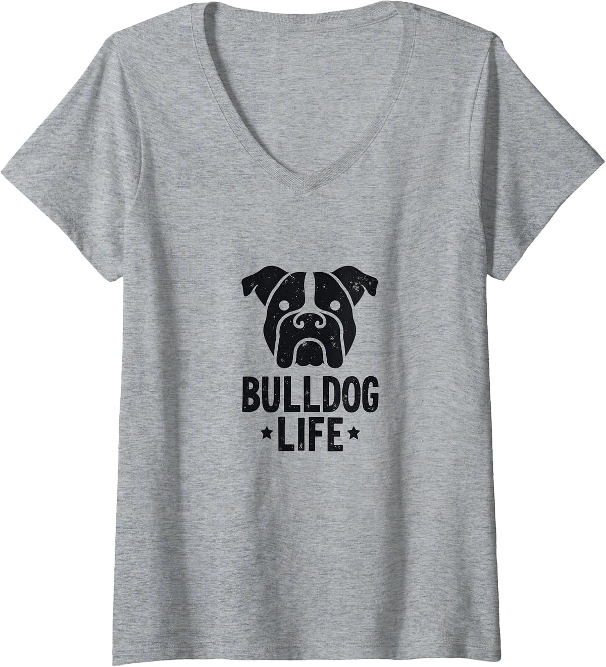 Women's Bulldog Strong: Tough Canine Companion for Dog Lovers V-Neck T-Shirt - Heather Grey