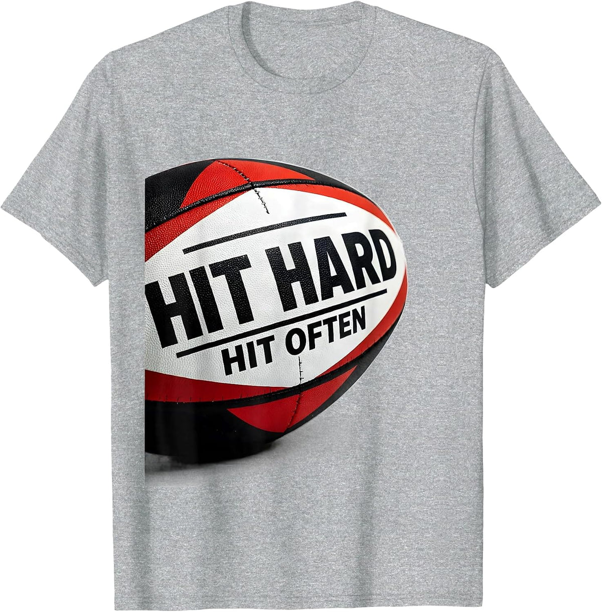 Men's Hit Hard Hit Often Rugby Graphic Design T-Shirt - Heather Grey