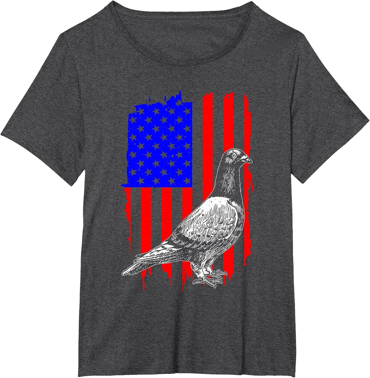 Cool Pigeon Design Men Women Patriotic US Flag Pigeon Lovers T-Shirt - Dark Heather Grey