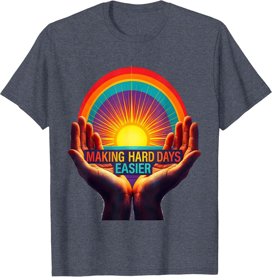 Making Hard Days Easier Social Worker Design T-Shirt - Heather Blue