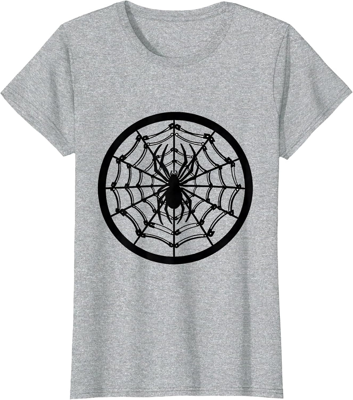 Punk Safety Pin Spider Web Graphic Tee T-Shirt - Heather Grey
