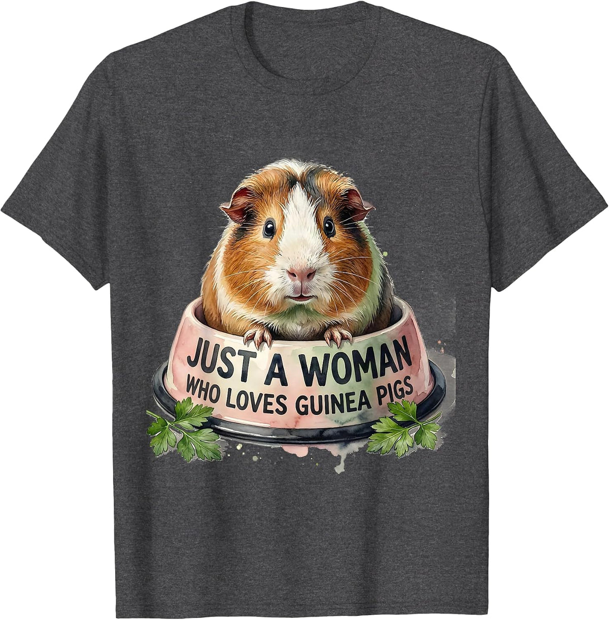 Just A Woman Who Loves Guinea Pigs Watercolor Guinea Pig T-Shirt - Dark Heather Grey