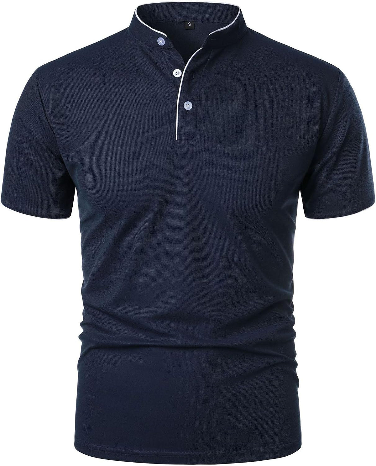 Men's Short-Sleeved Tops Slim Business Casual t-Shirt Solid-Color - Tibetan Blue