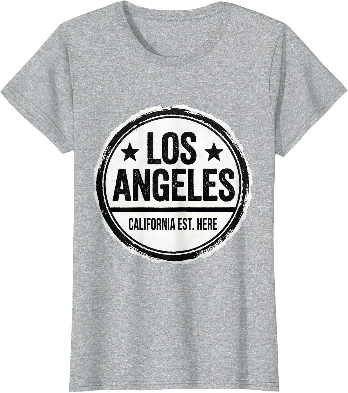 Los Angeles California Est. Here Vintage Rubber Stamp City T-Shirt - Heather Grey