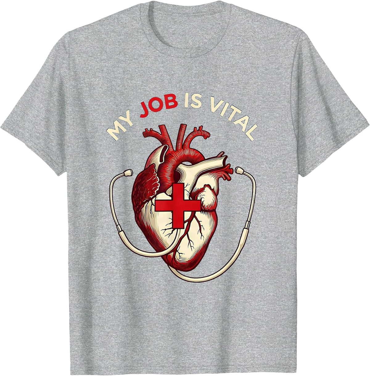 Men's My Job Is Vital Proud Nurse Graphic Design T-Shirt - Heather Grey