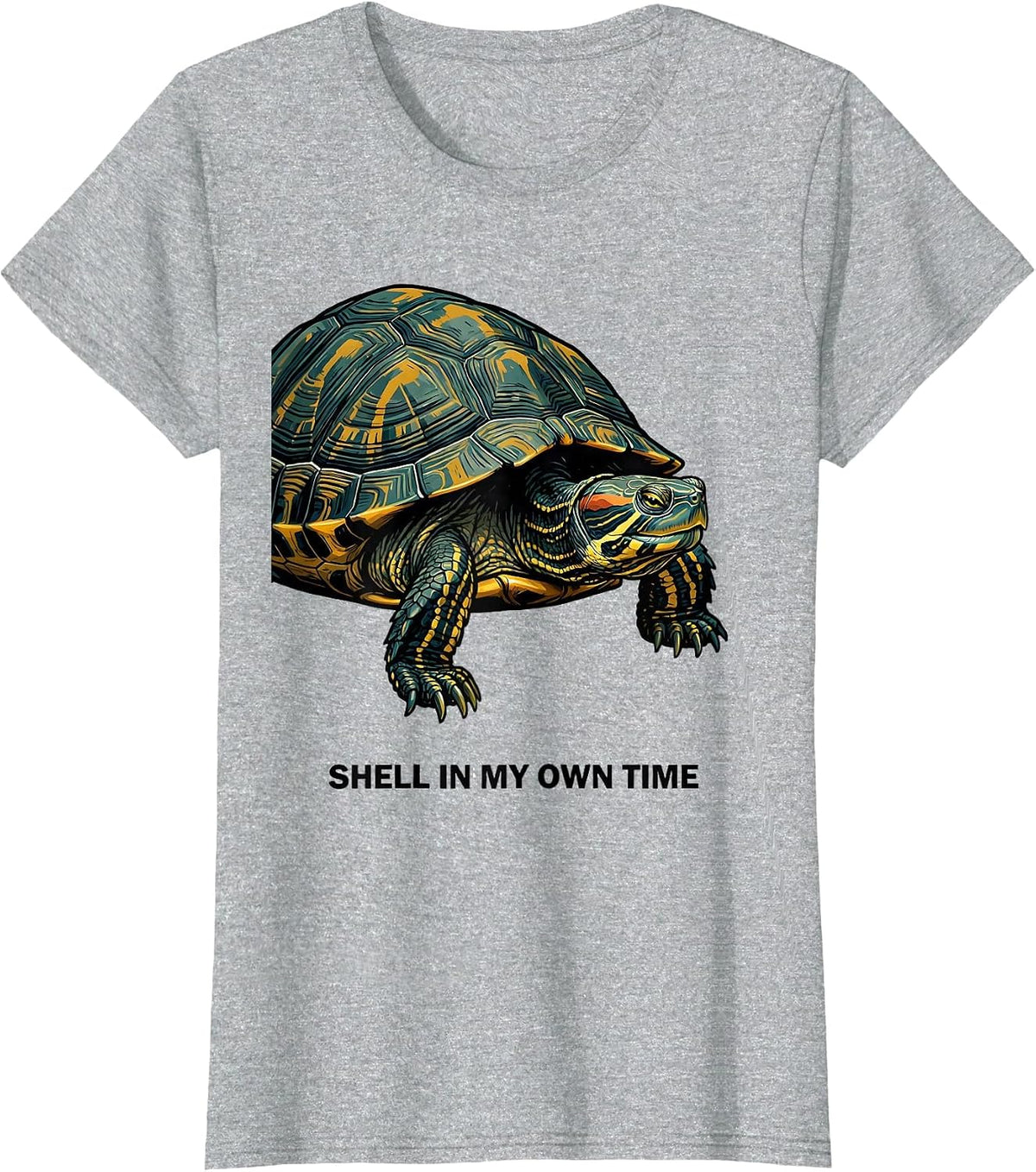 Women's Shell In My Own Time Funny Turtle Lover Reptile Enthusiast T-Shirt - Heather Grey