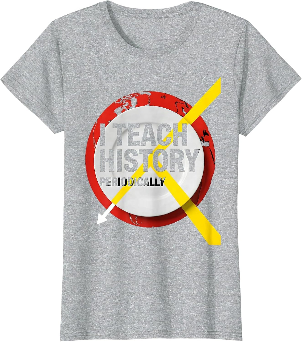 I Teach History Periodically Funny History Teacher Back T-Shirt - Heather Grey