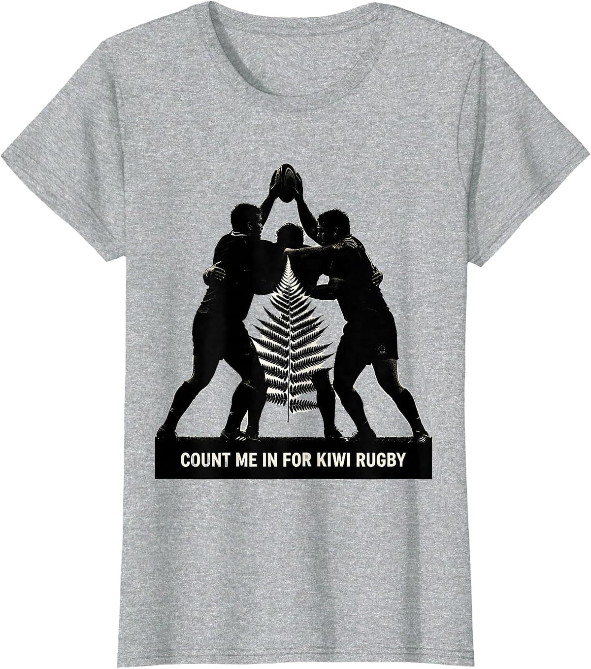 Count Me In For Kiwi Rugby Silhouette Rugby Fan New Zealand T-Shirt - Heather Grey