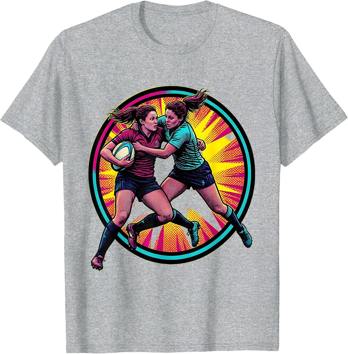 Men's Fierce Rugby Tackler Mid-Air Collision Graphic T-Shirt - Heather Grey