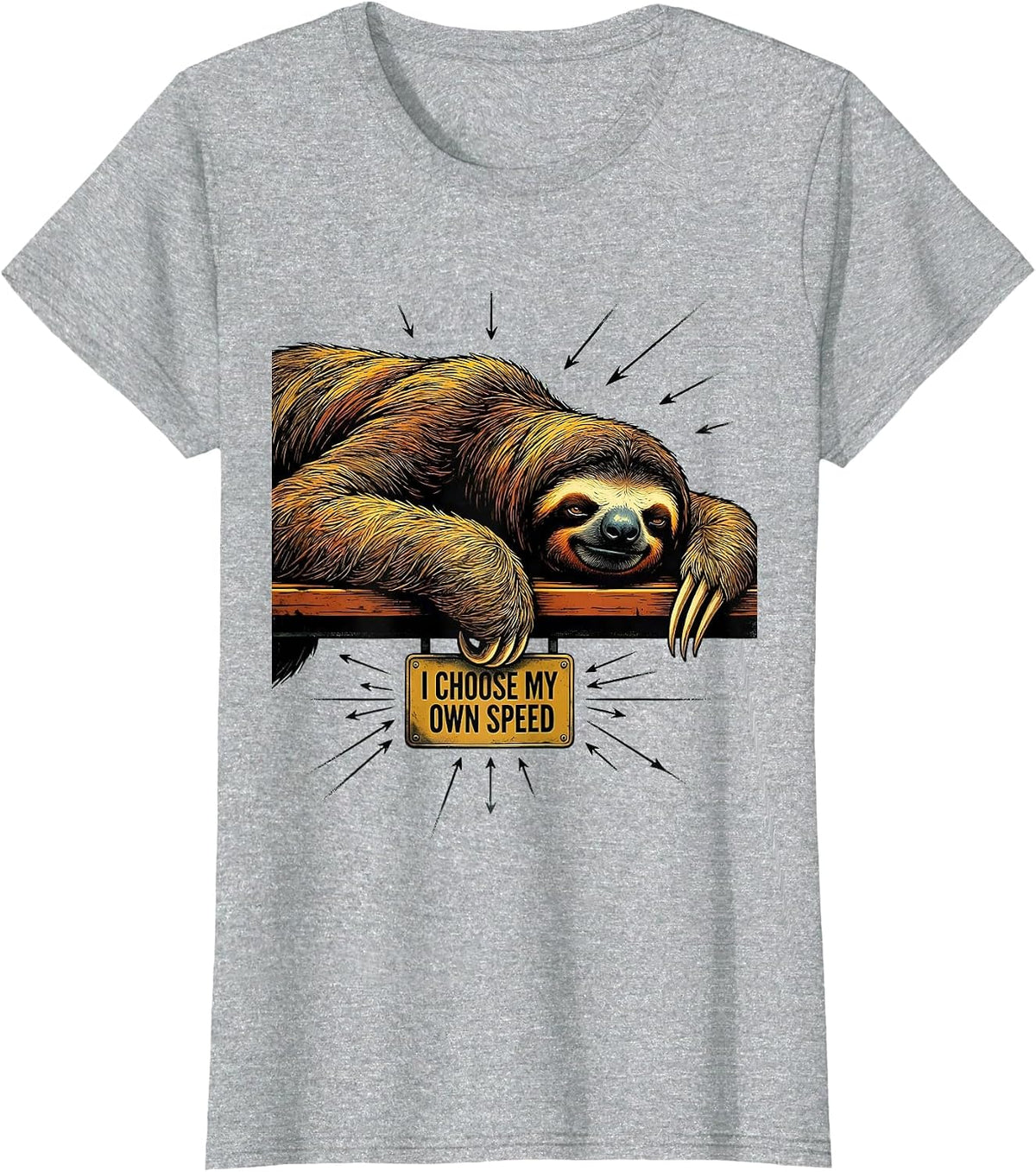 I Choose My Own Speed Funny Sloth Lover Gift T-Shirt - Heather Grey