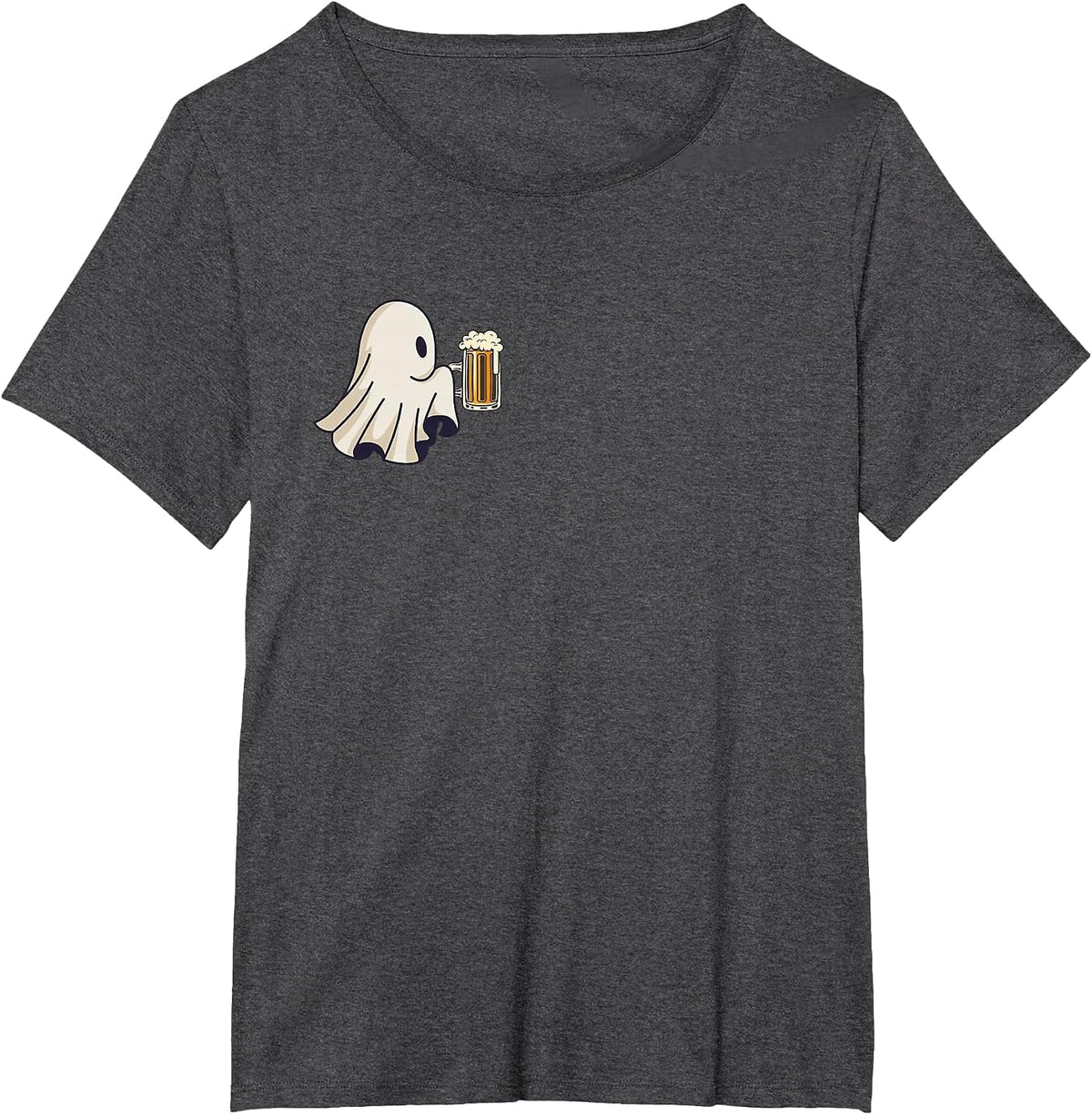 Little Ghost Drinking Beer Funny Halloween Costume Men Women T-Shirt - Dark Heather Grey