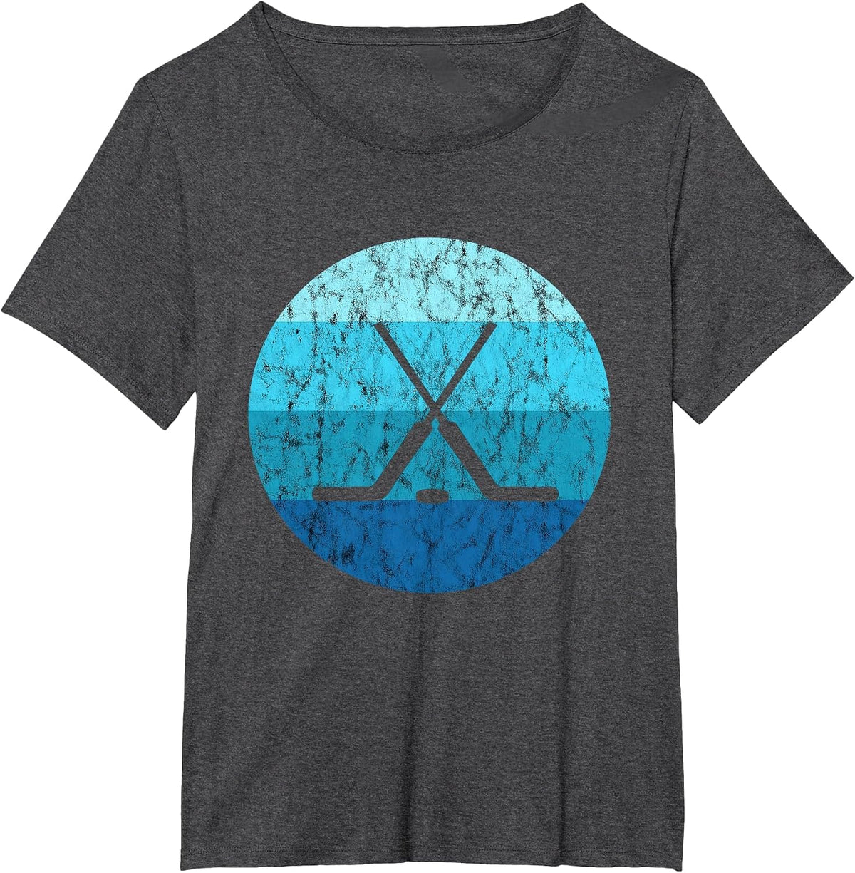 Ice Hockey Stick Hockey Sport Retro Vintage Ocean Water T-Shirt - Dark Heather Grey