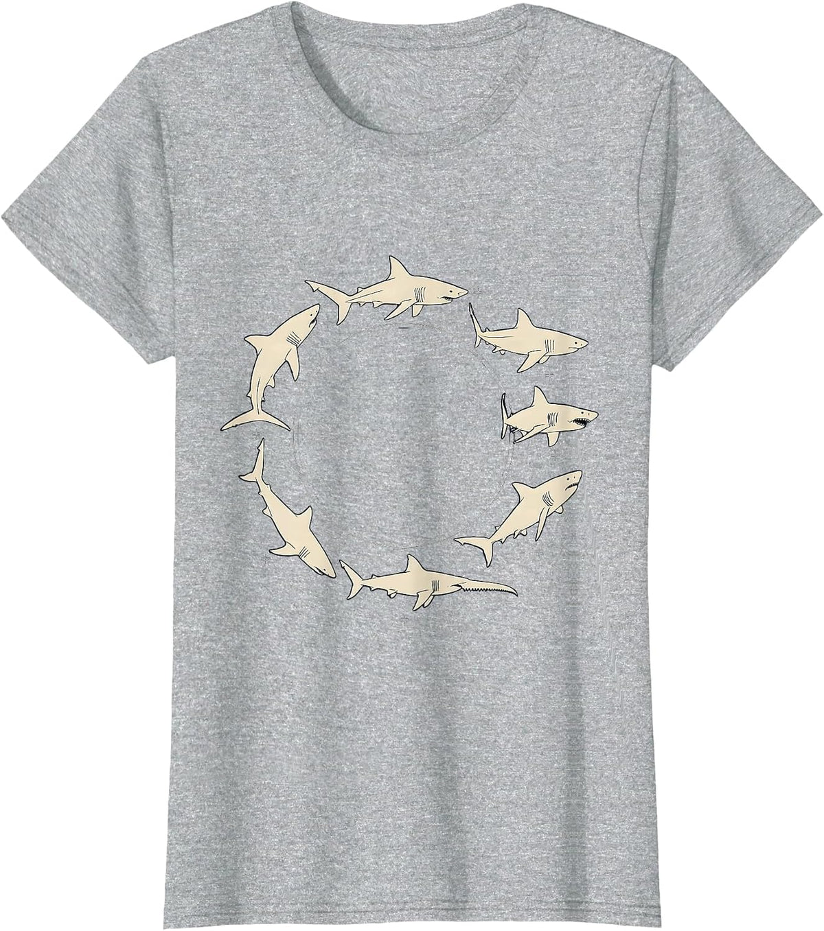 Women's Shark Species Identification Chart Minimalist Marine T-Shirt - Heather Grey