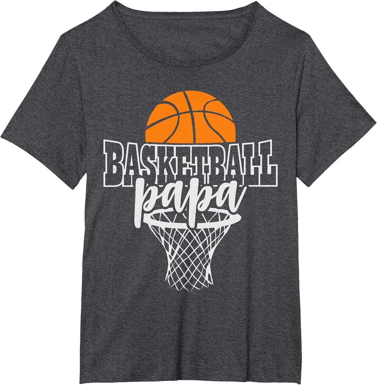Vintage Proud Basketball Papa Fathers Day Basketball Player T-Shirt - Dark Heather Grey