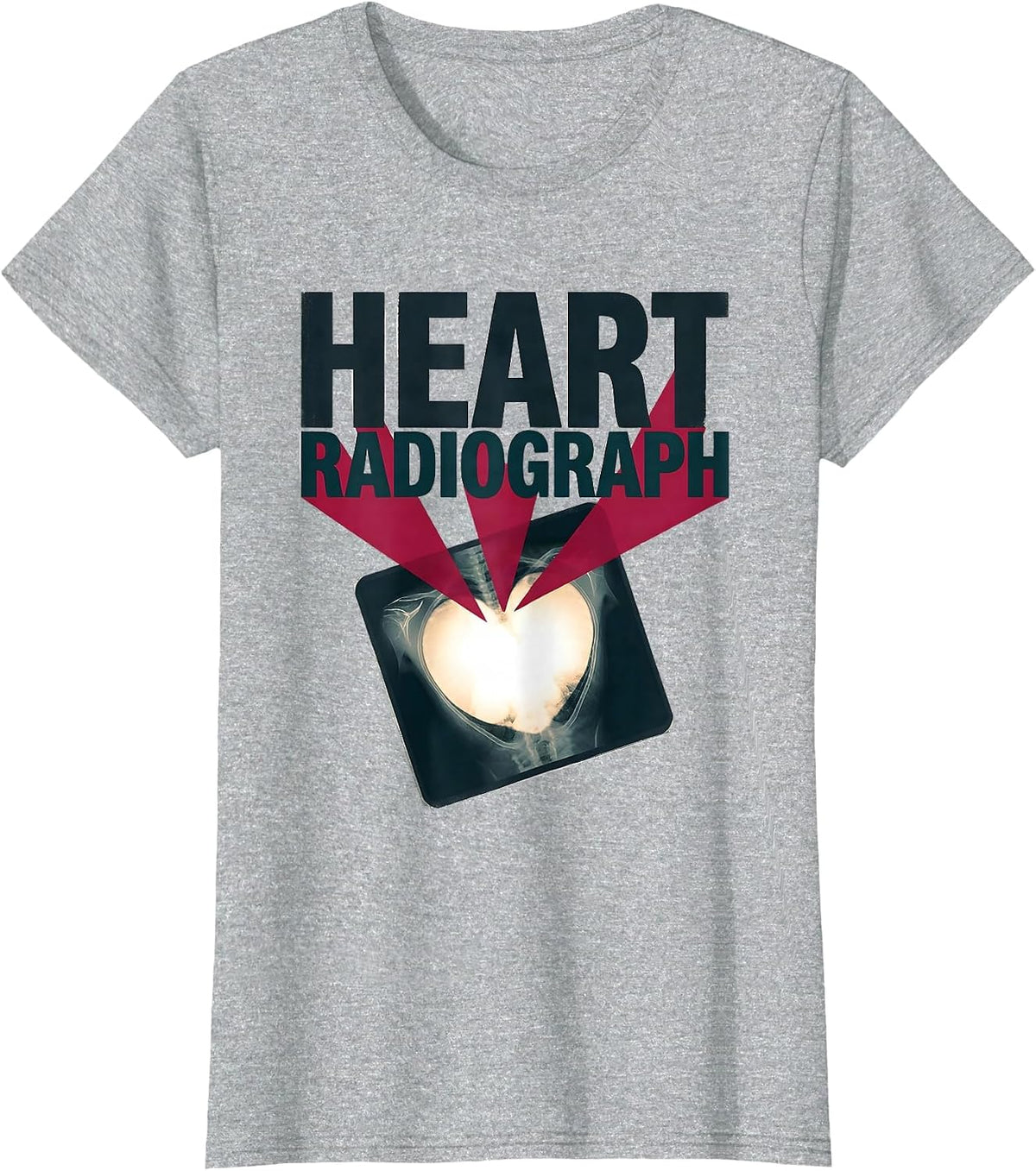 Heart Radiograph Funny Radiology Tech Valentine Skeleton T-Shirt - Heather Grey