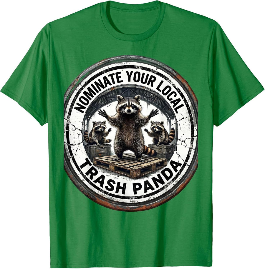 Men's Nominate Your Local Trash Panda Funny Raccoon Meme Humor T-Shirt - Kelly Green