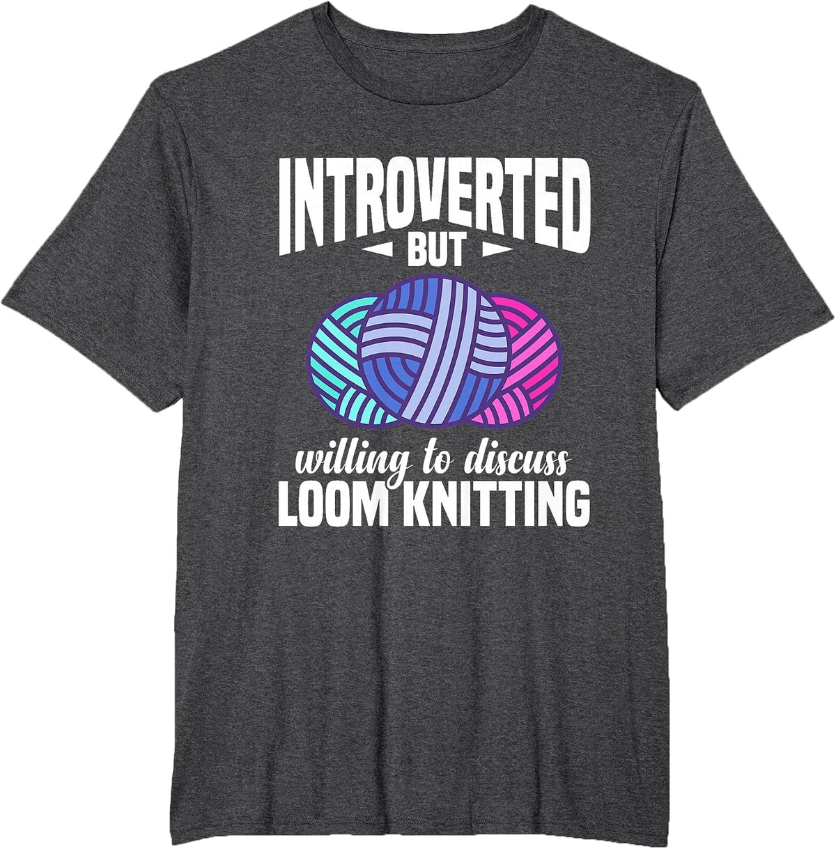 Yarn Collecting Loom Knitting Machine Loom Knitter T-Shirt - Dark Heather Grey