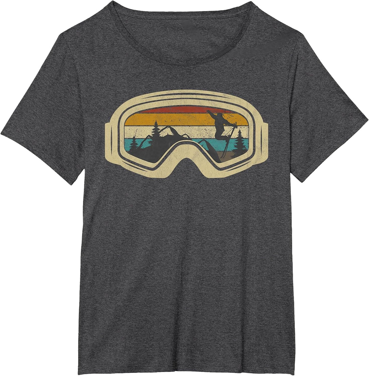 Retro Ski Goggles Mountain Snow Winter Vacation Skiing T-Shirt - Dark Heather Grey