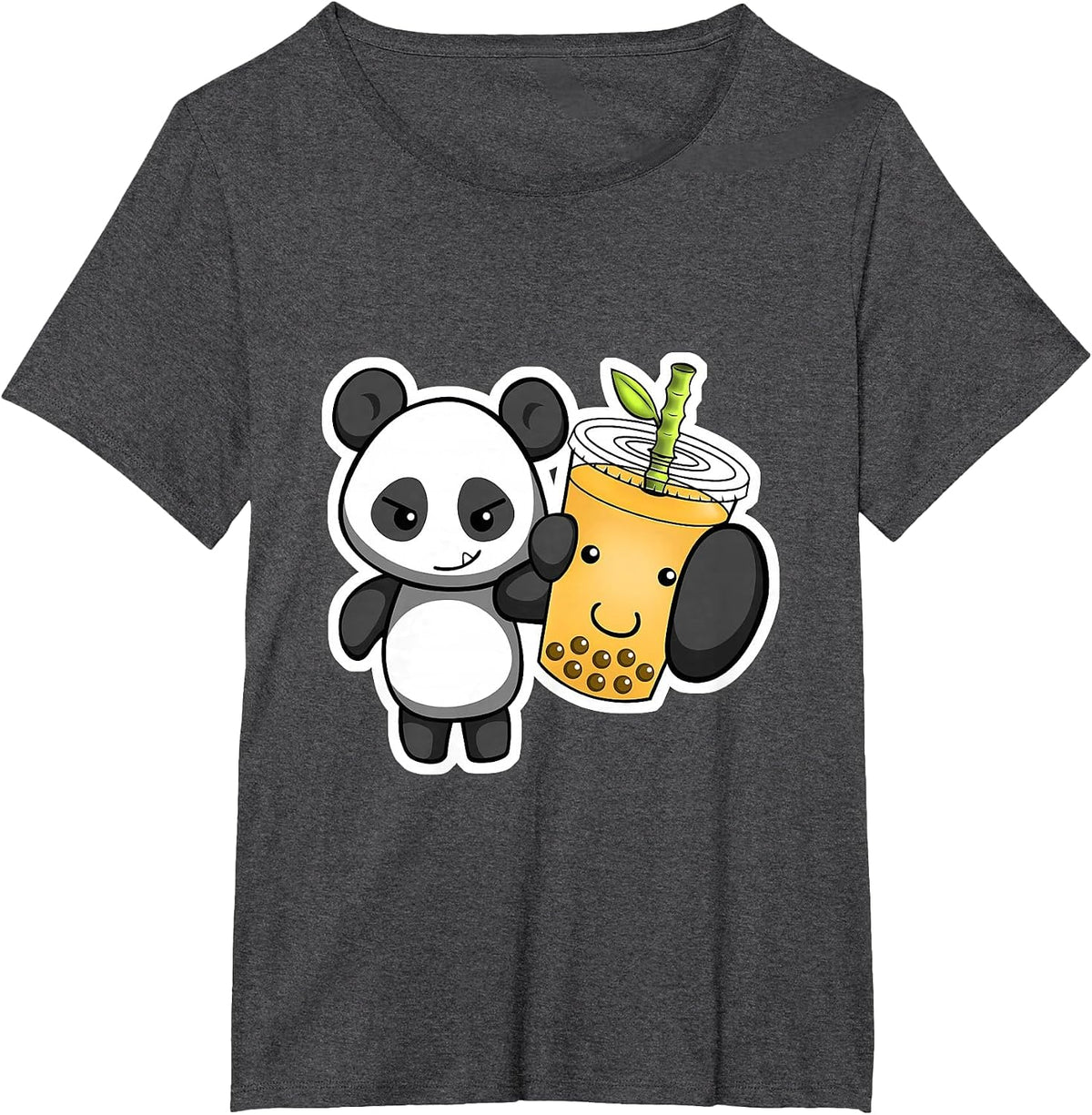 Panda Bear Bubble Boba Tea Woke Kawaii Anime Chinese Zodiac T-Shirt - Dark Heather Grey