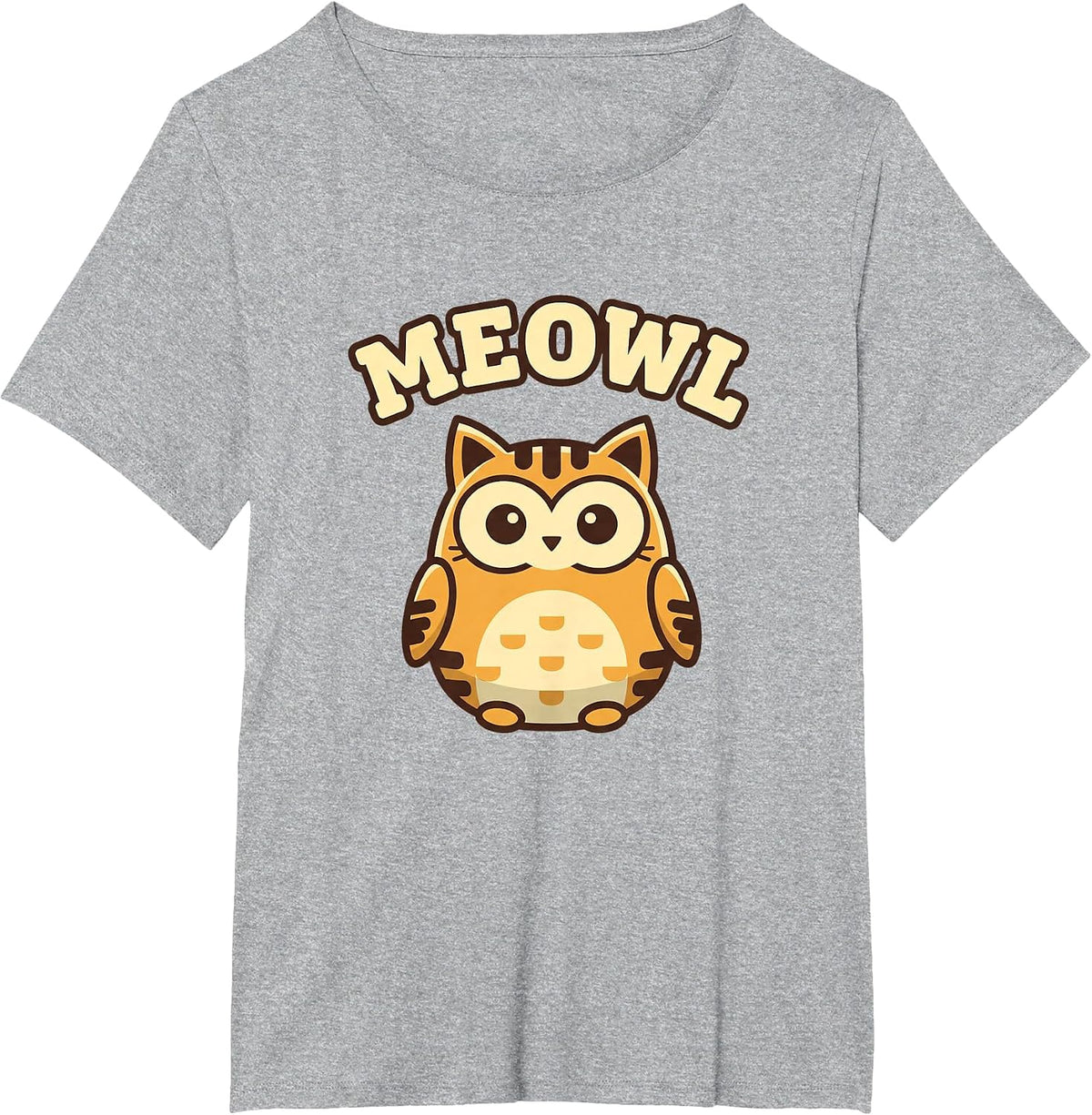 Bird Meowl Cat-Owl Meme Funny Cursed Brainrot Design T-Shirt - Heather Grey