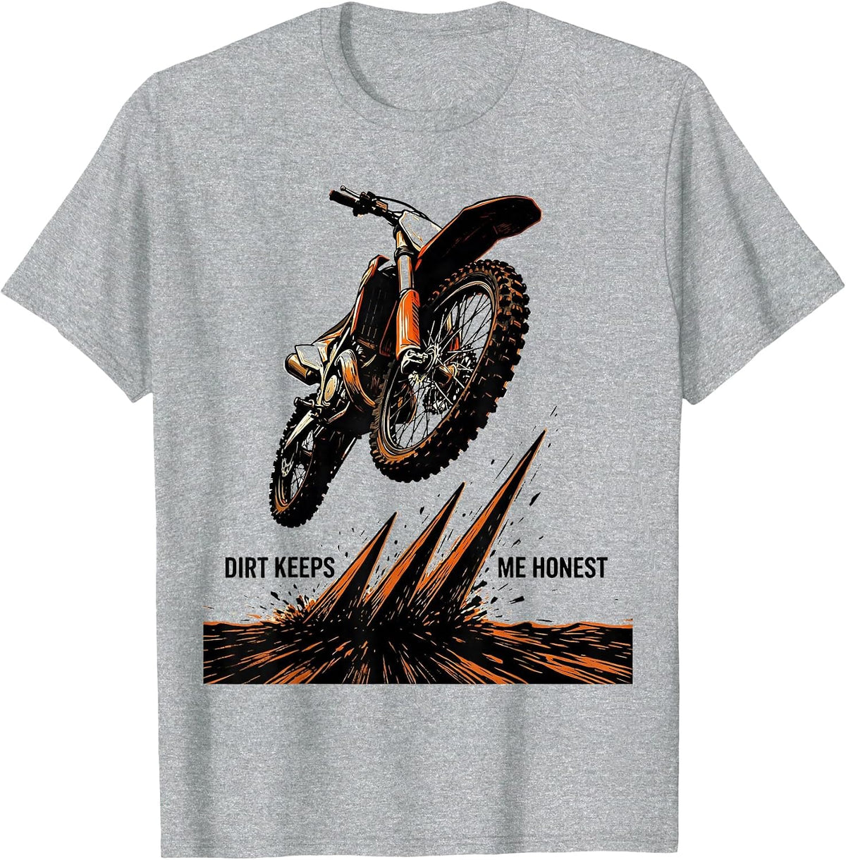 Men's Dirt Keeps Me Honest Linocut Motocross Rider Dirt Bike Pride T-Shirt - Heather Grey