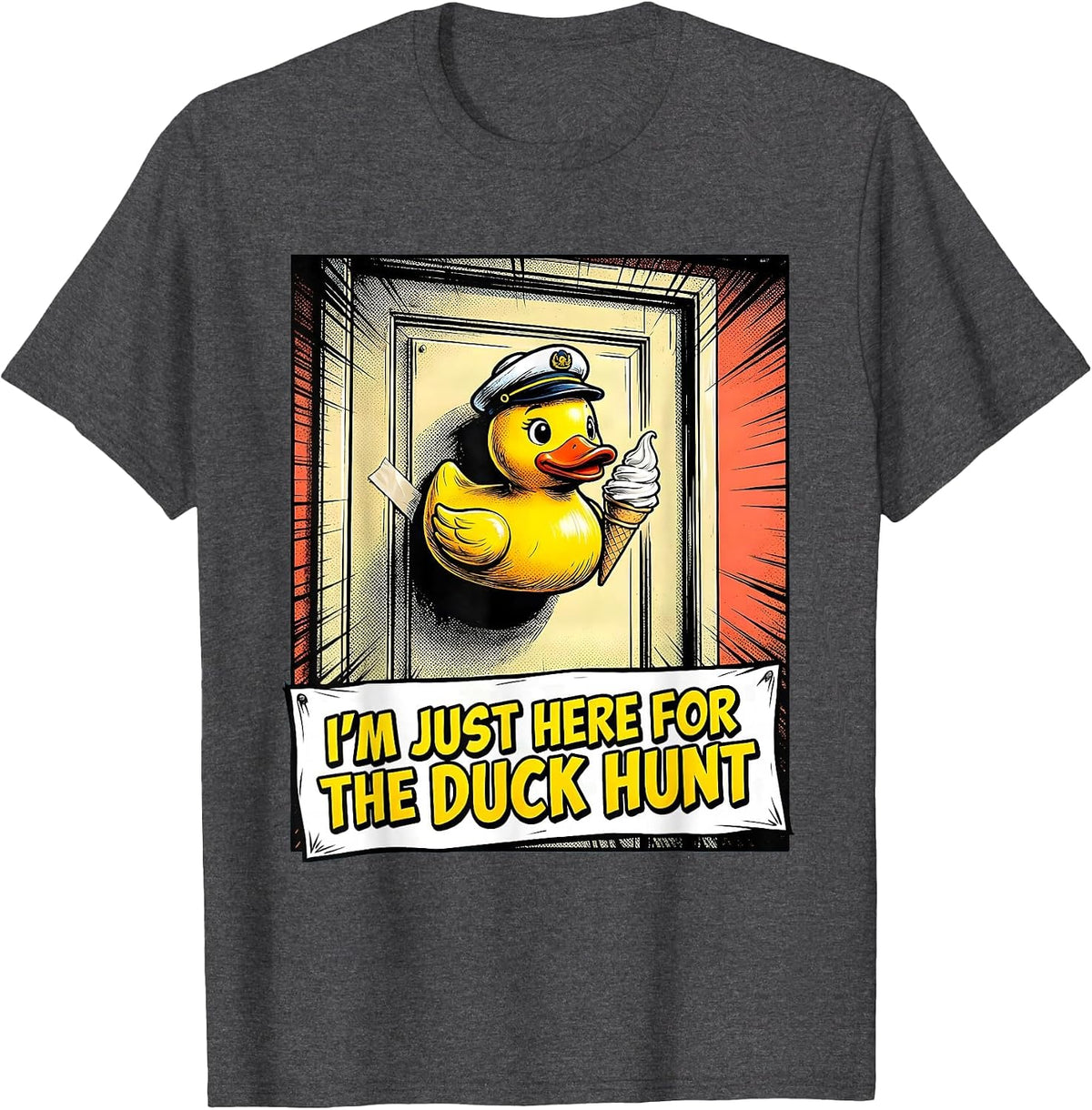 I'm Just Here For The Duck Hunt Funny Cruise Matching Group T-Shirt - Dark Heather Grey