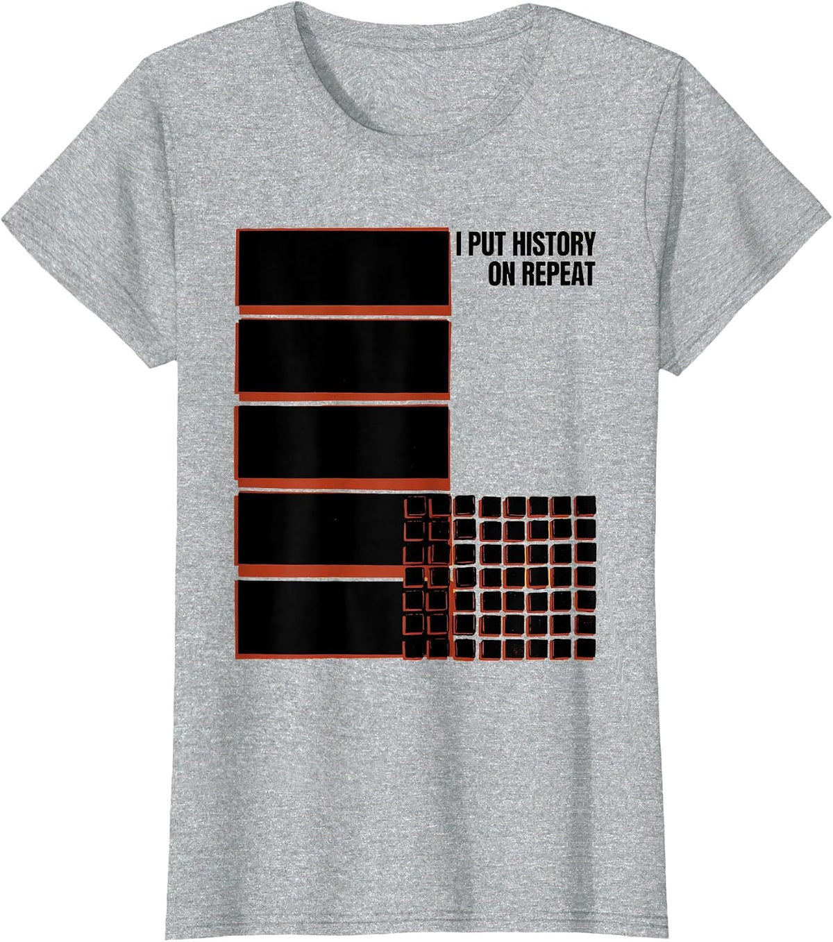 I Put History On Repeat Funny History Teacher Subject Pride T-Shirt - Heather Grey