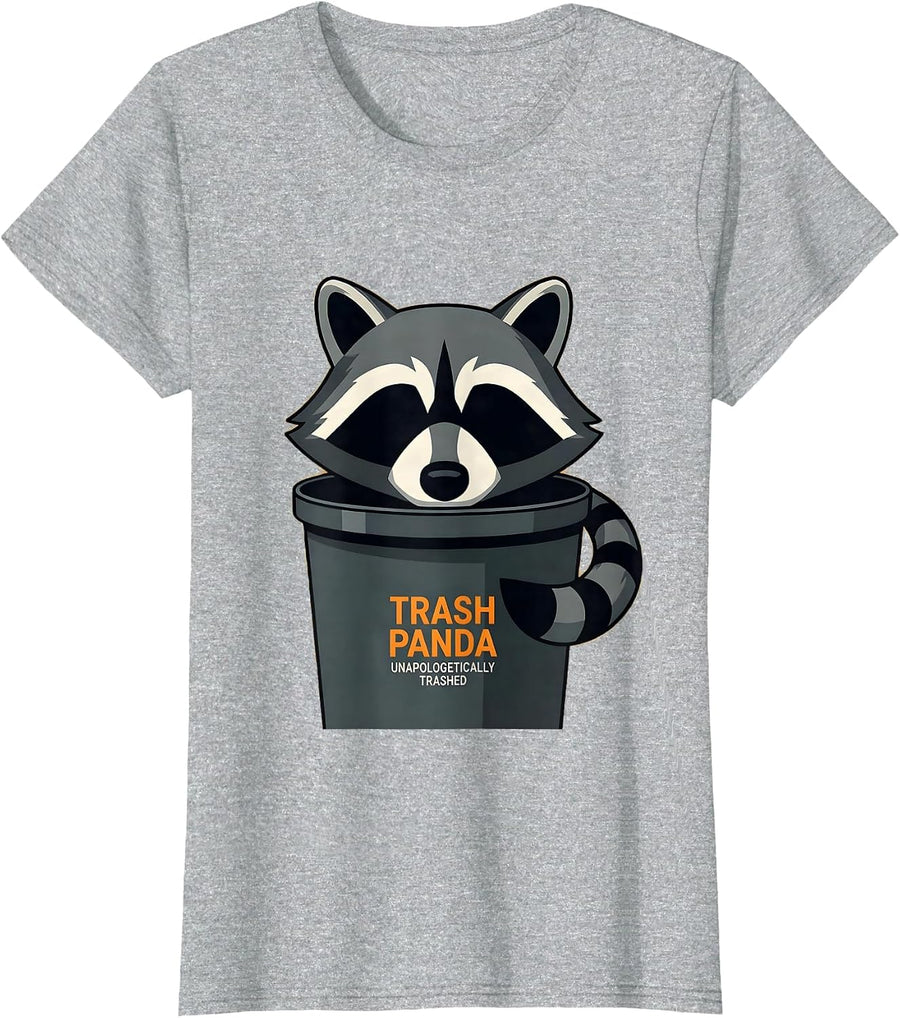 Trash Panda Unapologetically Trashed Funny Raccoon Gag Gift T-Shirt - Heather Grey
