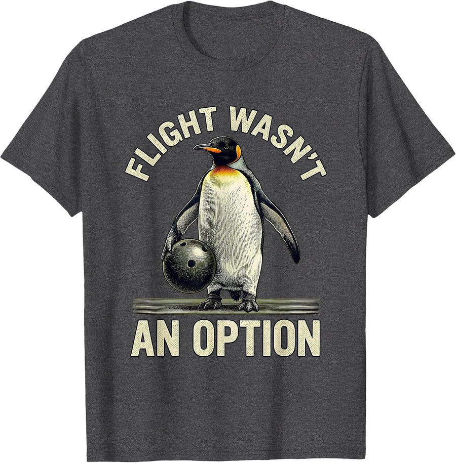 Men's Flight Wasn't An Option Funny Penguin Martial Arts Humor T-Shirt - Dark Heather Grey