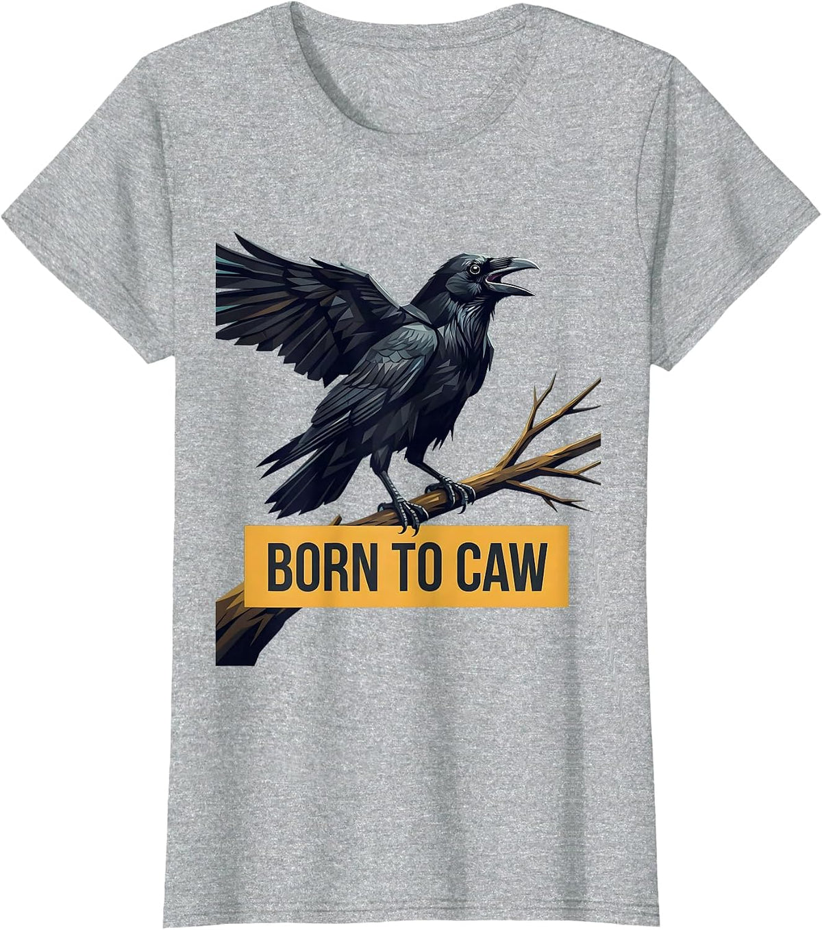 Born To Caw Crow Lover Graphic Design T-Shirt - Heather Grey