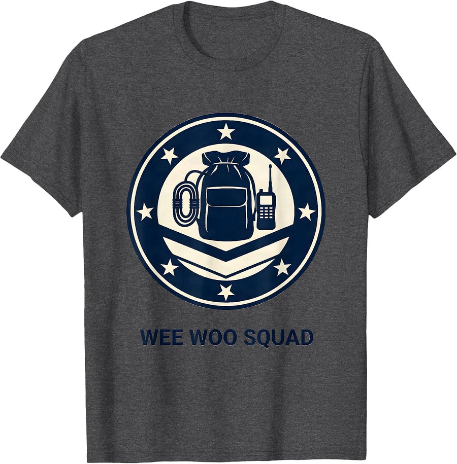 Men's Wee Woo Squad EMS Paramedic EMT Crew Gag Humor T-Shirt - Dark Heather Grey