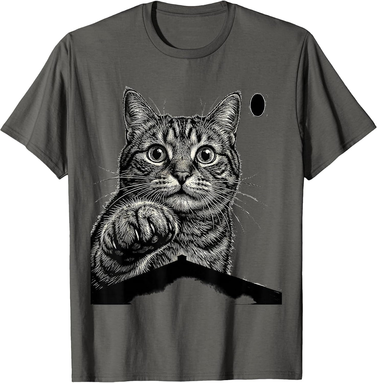 Men's Startled Tabby Cat UFO Alien Funny Novelty Gift T-Shirt - Asphalt Grey