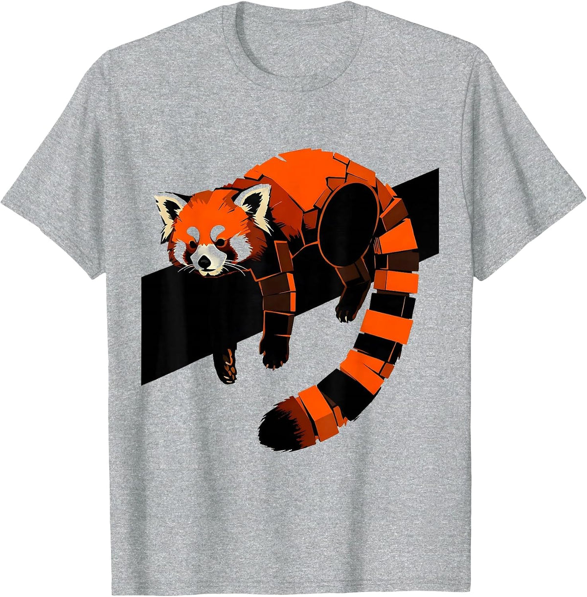 Men's Red Panda Brutalist Graphic Animal Lover Humor T-Shirt - Heather Grey