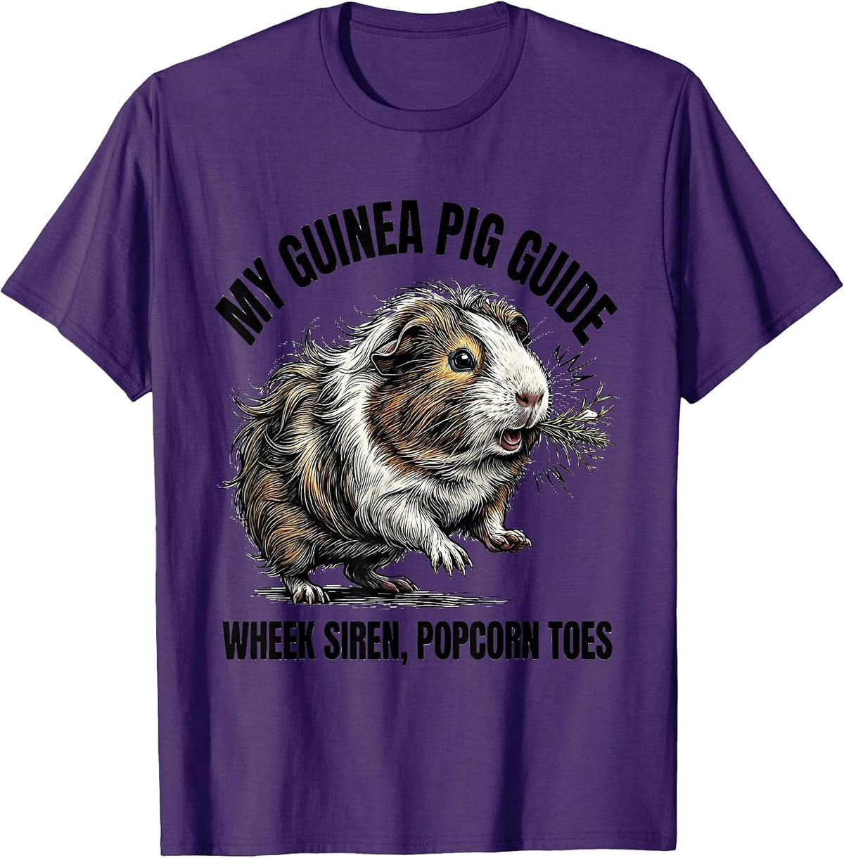 Men's My Guinea Pig Guide: Wheek Siren, Popcorn Toes Funny T-Shirt - Purple