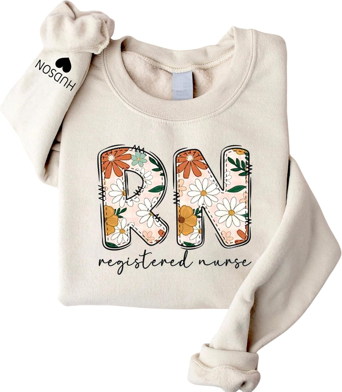 Custom Registered Nurse Sweatshirt with Name, Personalized RN Sweater, Nurse Appreciation Clothing, Nurse Gift - Ds5